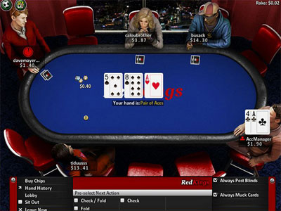 Вид игрового стола на Red Kings Poker.
