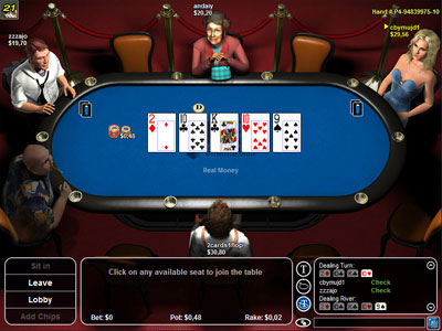 Вид игрового стола на Tower Poker.